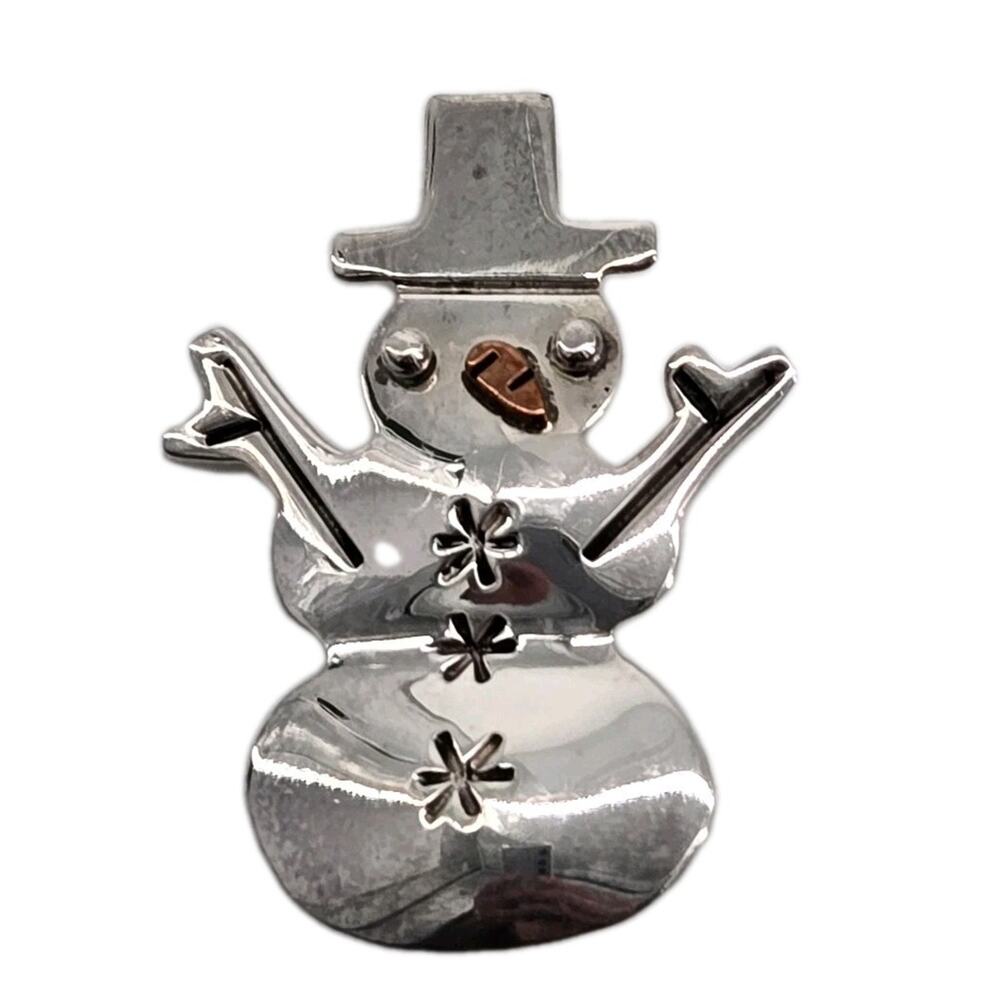 Vtg 70s AJH Anne Jane Harvey 925 Mexico Sterling Silver Snowman Winter Brooch